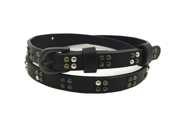 Womens Black Leather Belt With Buckle