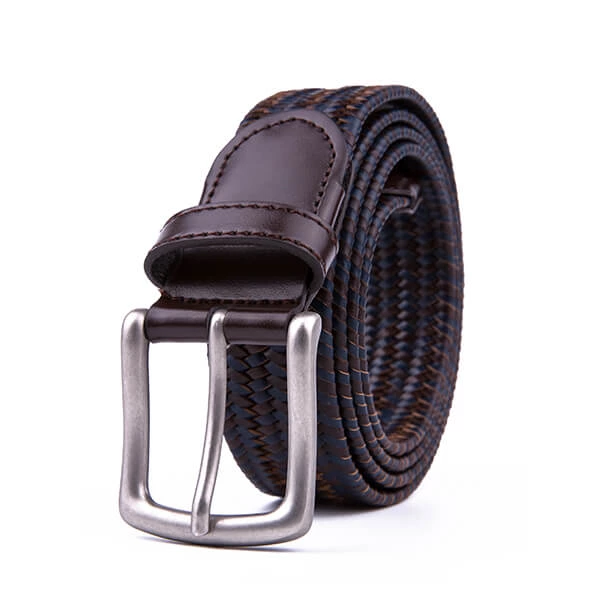 Unisex Multicolor Bonded Leather Belt Braided Elastic Stretch Belt