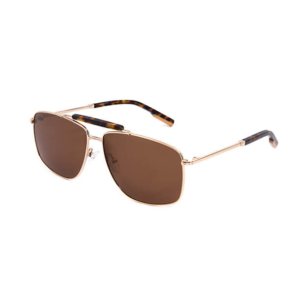 Oversized Mens Womens Stainless Steel Aviation Frame Polarized Sunglasses with Acetate Tubing at The Bridge
