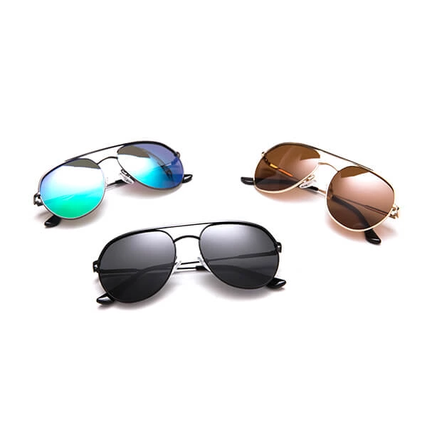 High Quality Unisex Mirror Vintage Aviation Pilot Sunglasses Metal Frame Polarized Lens Anti UV