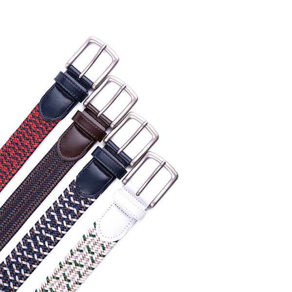 Unisex Multicolor Bonded Leather Belt Braided Elastic Stretch Belt