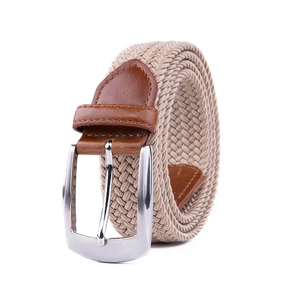 Casual Golf Braided Fabric Stretch Jeans Men Elastic Belt