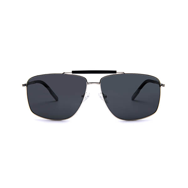 Oversized Mens Womens Stainless Steel Aviation Frame Polarized Sunglasses with Acetate Tubing at The Bridge