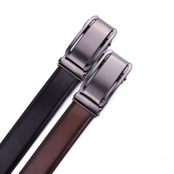 Dress Black Genuine Leather Belt Ratchet Automatic Buckle Belt
