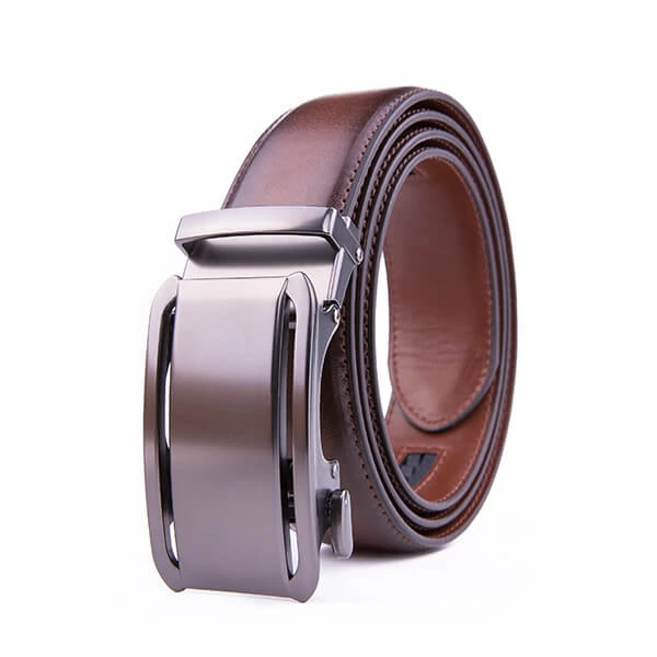 Dress Black Genuine Leather Belt Ratchet Automatic Buckle Belt