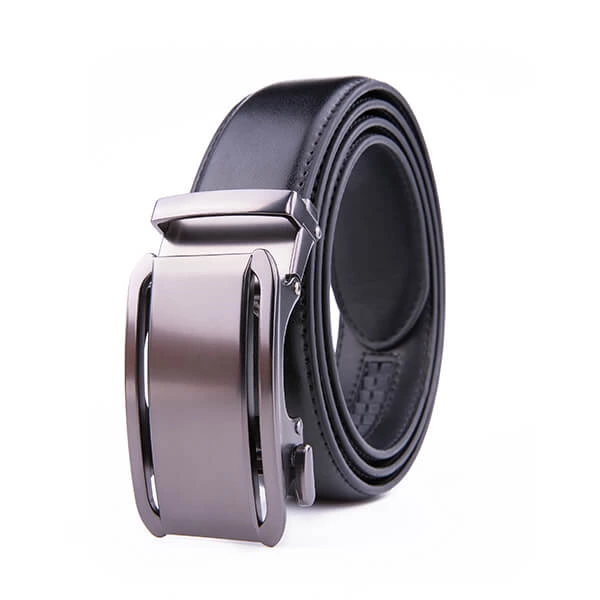 Dress Black Genuine Leather Belt Ratchet Automatic Buckle Belt