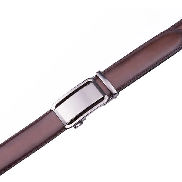 Dress Black Genuine Leather Belt Ratchet Automatic Buckle Belt