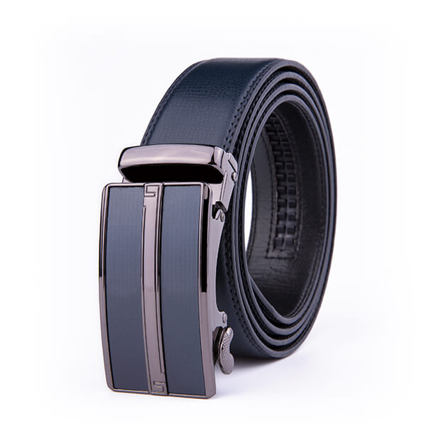 Black Dress Formal Split Leather Mens Belts Ratchet Automatic Buckle Belt