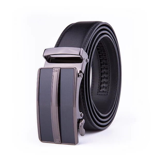 Black Dress Formal Split Leather Mens Belts Ratchet Automatic Buckle Belt