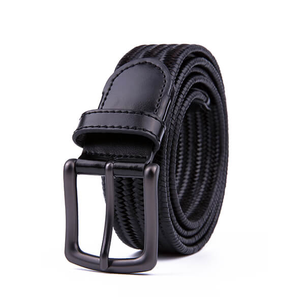 Vintage Bonded Leather Braided Belt Elastic Stretch Belt