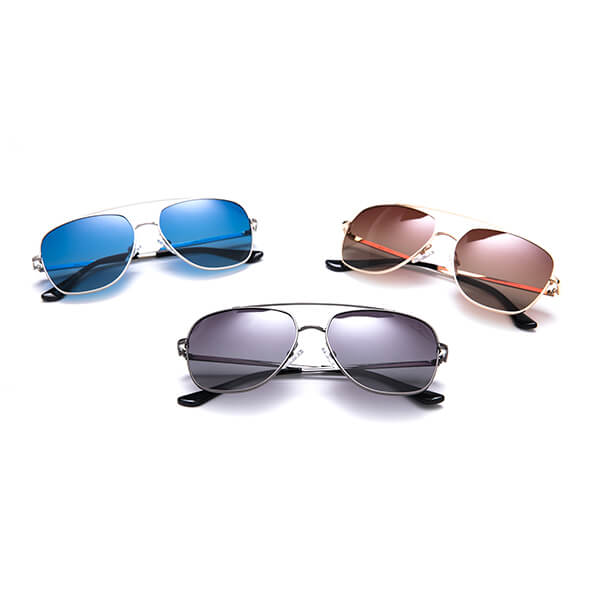 Mens Metal Aviation Pilot Sunglasses with Double  Bridge Polarized Lens 100% UV Protection