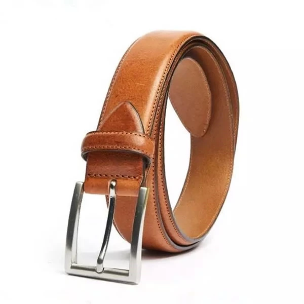 Adjustable Cognac Vintage Full Grain Genuine Leather Belt for Men