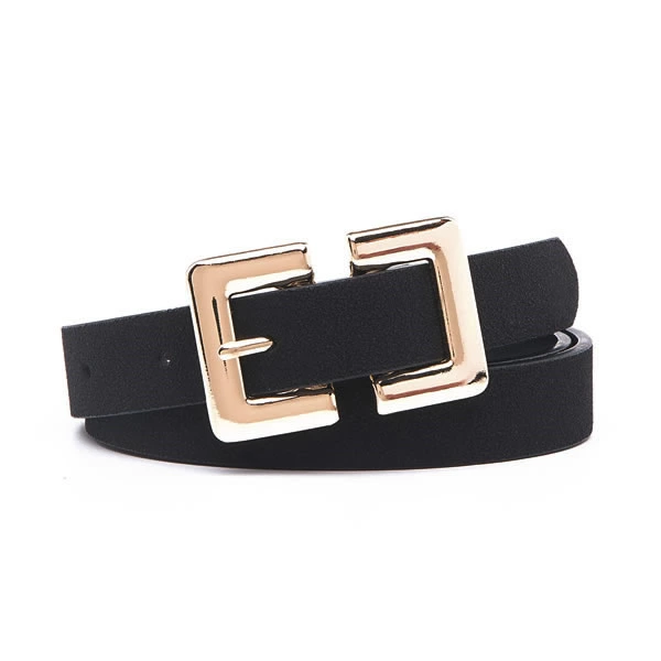 Genuine Suede Leather Dress Trendy Belts with Square Metal Pin Buckle for Women
