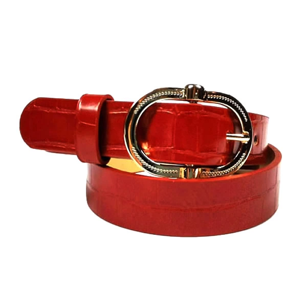 Women Crocodile Printed PU Leather Plain Belt with Pin Buckle for Jeans