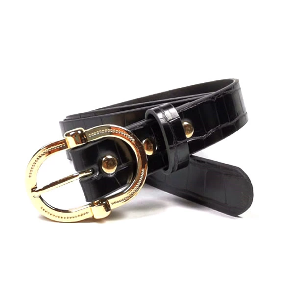 Women Crocodile Printed PU Leather Plain Belt with Pin Buckle for Jeans