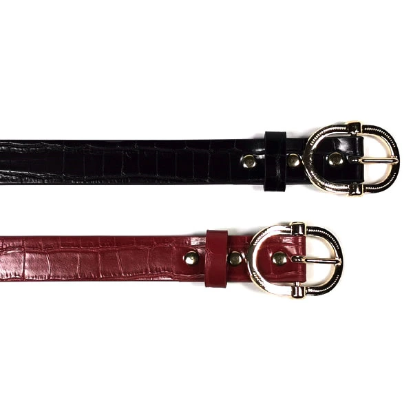 Women Crocodile Printed PU Leather Plain Belt with Pin Buckle for Jeans