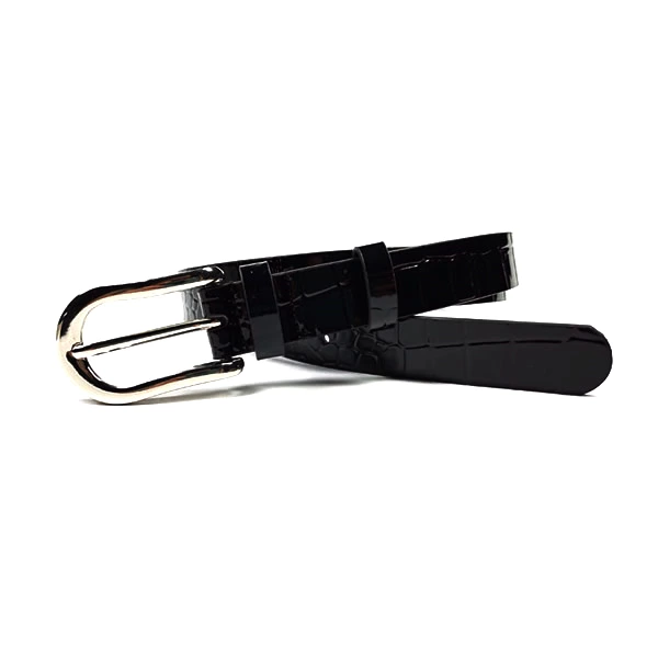 Ladies Thin Crocodile PU Leather Plain Belt with Pin Buckle for Jeans