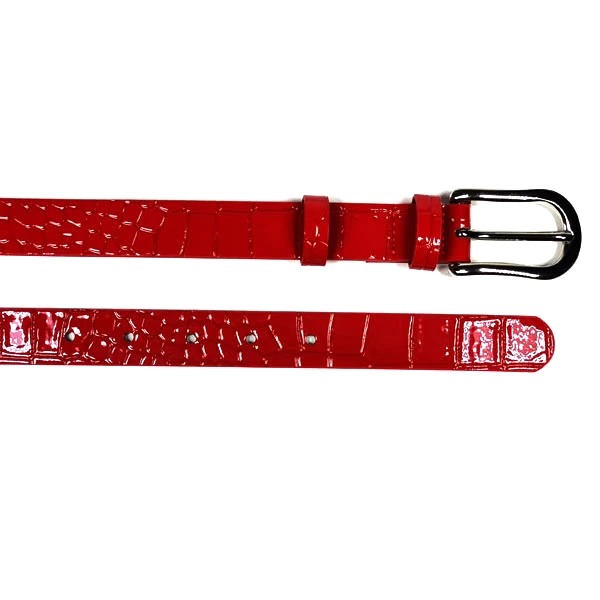 Ladies Thin Crocodile PU Leather Plain Belt with Pin Buckle for Jeans