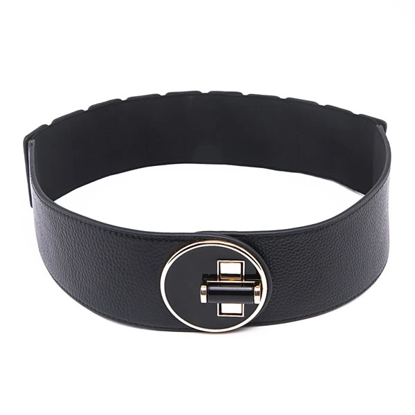 Wide Elastic Waist Belt with Interlocking Buckle for Women