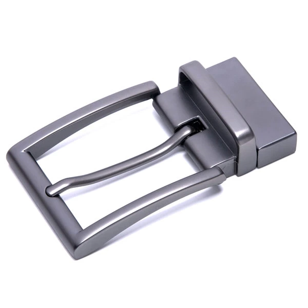 Black Leather Reversible Belt Buckle Mens Black