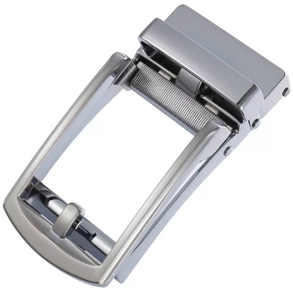 Brushed Silver Slide Belt Buckle for Men Ratchet