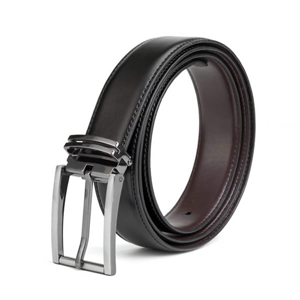 Black Brown Clip Reversible Mens Leather Belt