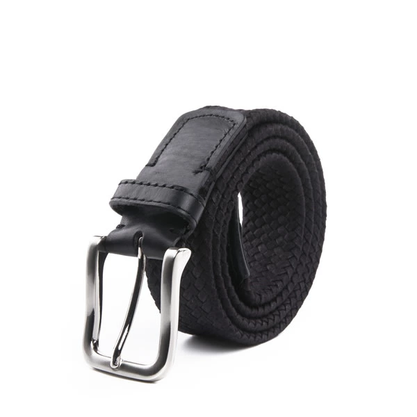 Casual Golf Woven Fabric Full Grain Leather Belt Men