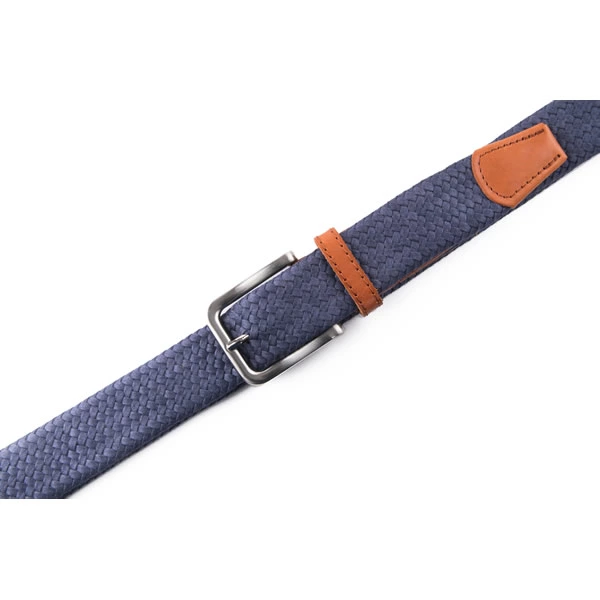 Casual Golf Woven Fabric Full Grain Leather Belt Men