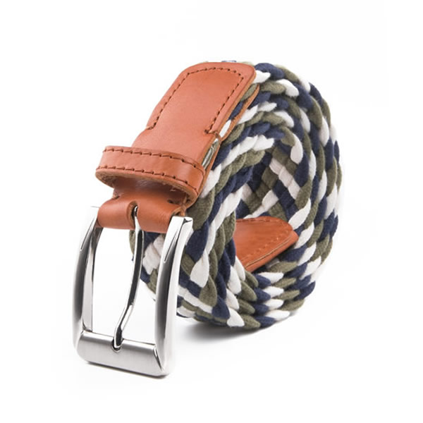 Unisex Golf Casual Multi Color Fabric Cotton Full Grain Leather Belt