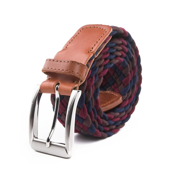 Unisex Casual Golf Multicolor Cotton Woven Pure Genuine Leather Belt Men