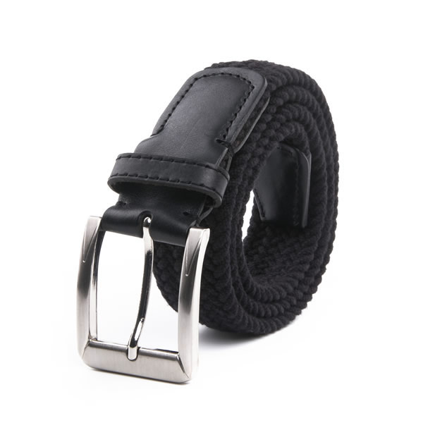 Casual Golf Cotton Braided Elastic Stretch Leather Belt for Men