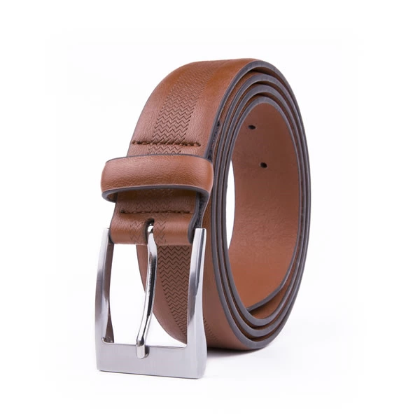 Casual Black Debossed PU Leather Belt for Men