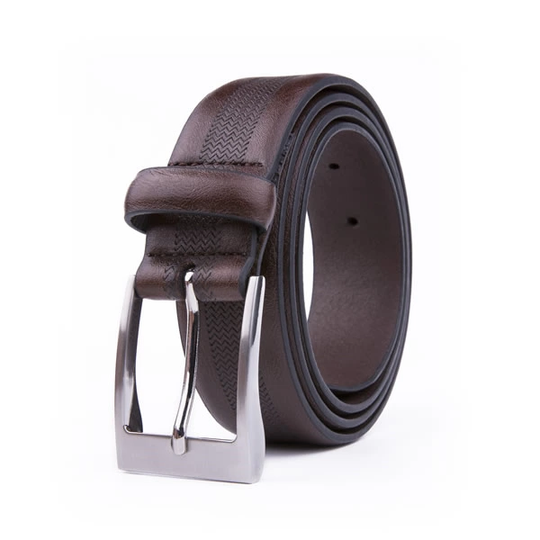 Casual Black Debossed PU Leather Belt for Men