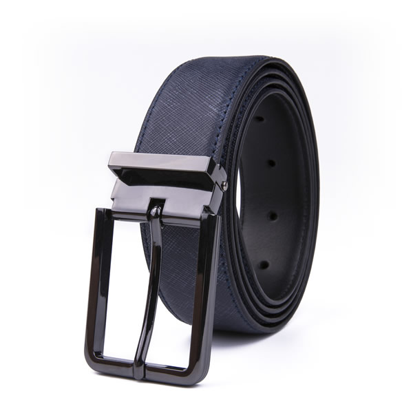 Dress Reversible Pin Belt Buckle Genuine Leather Belt for Men