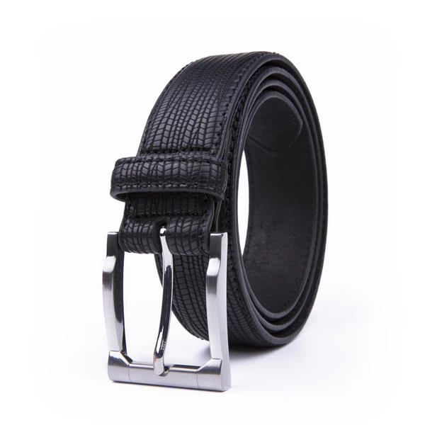 Black Casual Lizard PU Leather Belt Men