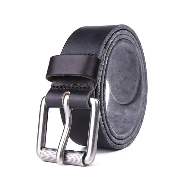 Wide Retro Casual Western Black Full Grian Leather Mens Belt