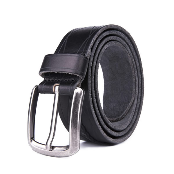 Wide Retro Casual Western Black Cow Full Grian Mens Leather Belt