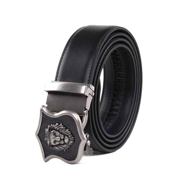 Lion Ratchet Mens Leather Belt Western Antique Automatic Belt Buckle