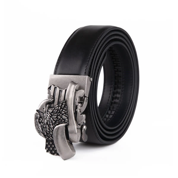 Big Eagle Automatic Buckle Ratchet Black Mens Leather Belt