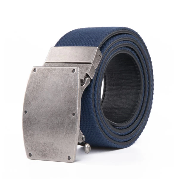 Navy Reversible Automatic Cotton PU Leather Mens Desginer Belt