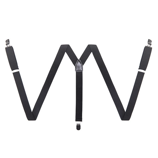 Elastic Y-Shape Braces PU Leather Suspenders with Metal Clip for Men