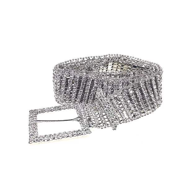 Ladies Diamond Belt Sparkle Silver Chain Belts