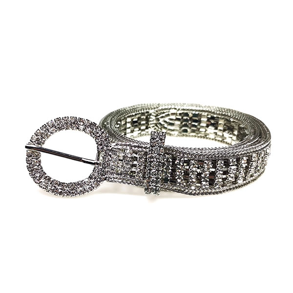 Women Rhinestone Belt Sparkle Silver Chain with O Ring Buckle - Alfa ...