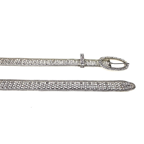 Women Silver Copper Trim Clear Rhinestone Cup Chain Belt, Silver Chain Belt, Metal Belt Chain ...