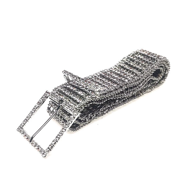 Womens Bling Diamond Shiny Silver Chain Belts