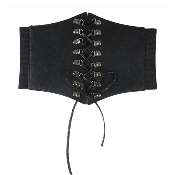 Elastic Waist Belt for Ladies Lace-Up Wide Band Tied Belt for Shirt Skirt