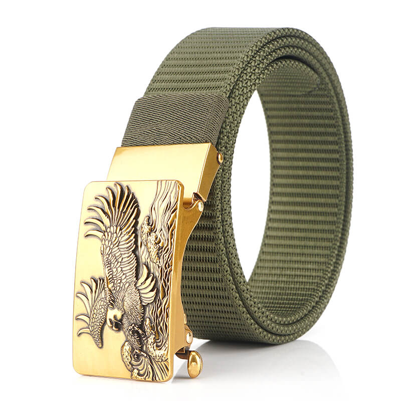 Mens Gothic Flying Eagle Tactical  Nylon Web Belt with Automatical Buckle