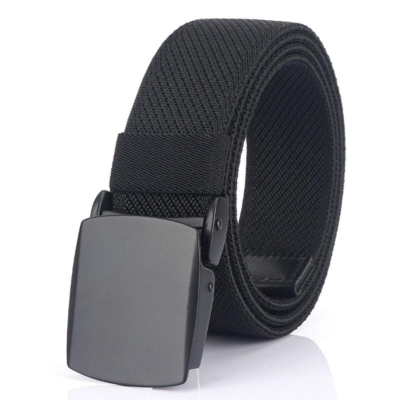 Webbing Military Tactical Nylon Elastic Belt with Black Plastic Buckle for Men