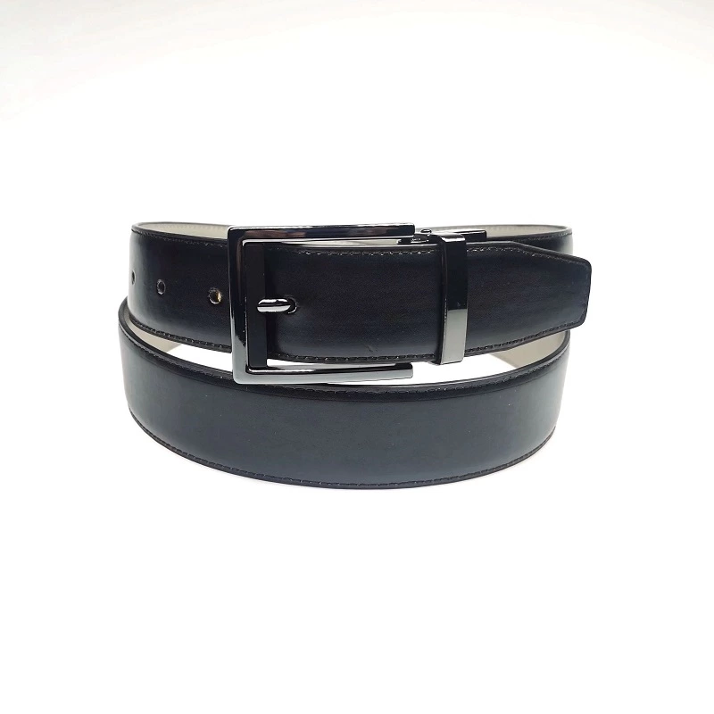Black Reversible PU Leather Belts with Automatic Buckle for Men
