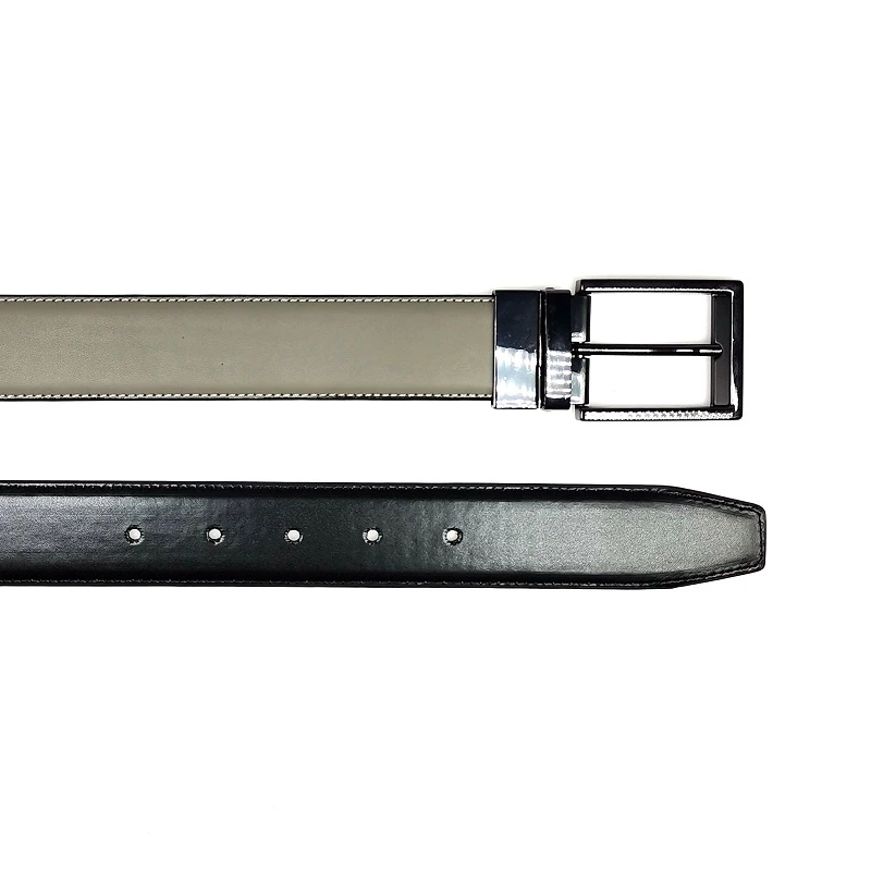 Black Reversible PU Leather Belts with Automatic Buckle for Men